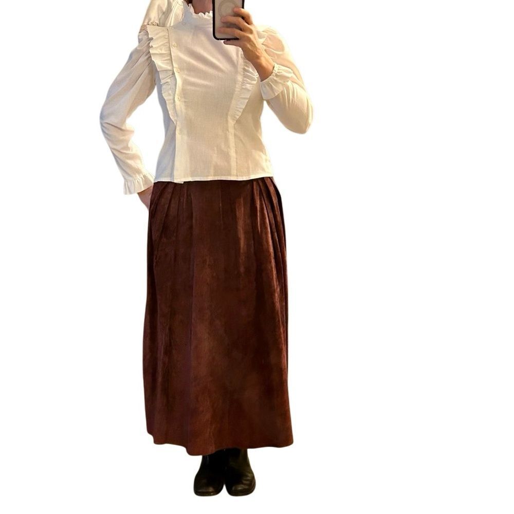 Vintage 70s Prairie Victorian Ruffles Puff Sleeve High Neck Bib Cottagecore M - Picture 7 of 16